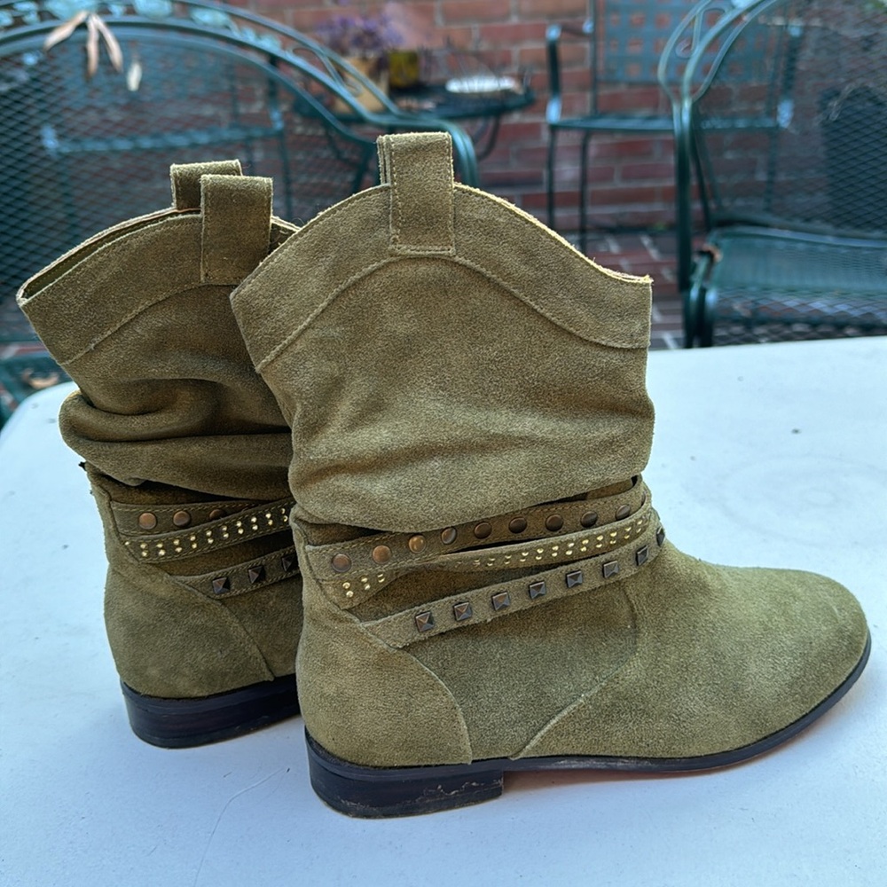 Twiggy of London ankle green olive ankle boot